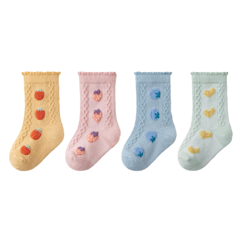 贝比宝宝新生儿袜子0-12个月春秋纯棉无骨不勒腿初生女宝中筒袜