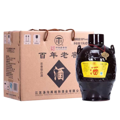 汤沟酒 百年老窖 浓香型白酒 59度 1500ml *2 整箱装