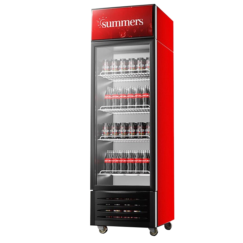 乐创(lecon) 展示柜冷藏饮料柜商用冰箱保鲜柜便利店超市冰柜啤酒冷饮柜 单门-红黑款-下机组-直冷