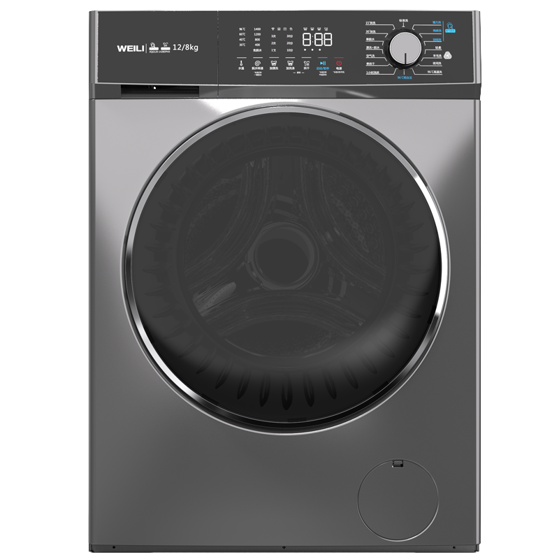 威力12公斤大容量智能BLDC变频滚筒洗衣机全自动洗烘一体祛味空气洗 蒸汽除菌高温筒自洁 XQG120-1428DPHX