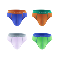花花公子男士棉质薄款内裤中腰舒适三角短裤透气纯色裤头