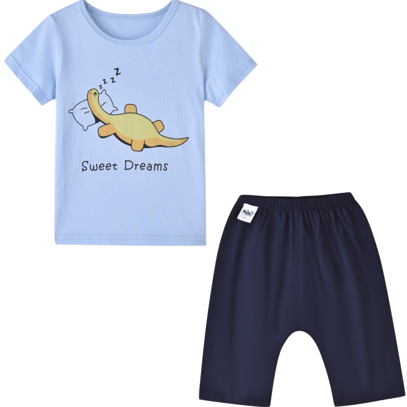 [8折价:39.2元]铅笔俱乐部童装夏装新款男童套装短袖儿童裤子小童家居服