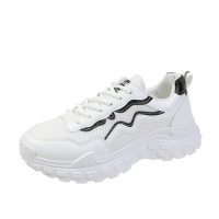 拉夏贝尔2022年新款网面舒适透气老爹鞋百搭厚底休闲小白鞋