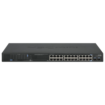 新华三(H3C)MS4024P-PWR-EI 24口千兆电+2千兆光纤口非网管企业级网络安防监控POE交换机225W供电