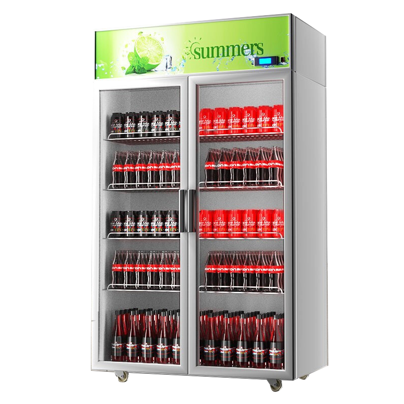 乐创(lecon) 展示柜冷藏饮料柜商用冰箱保鲜柜便利店超市冰柜啤酒冷饮柜 双门-白绿款-上机组-直冷