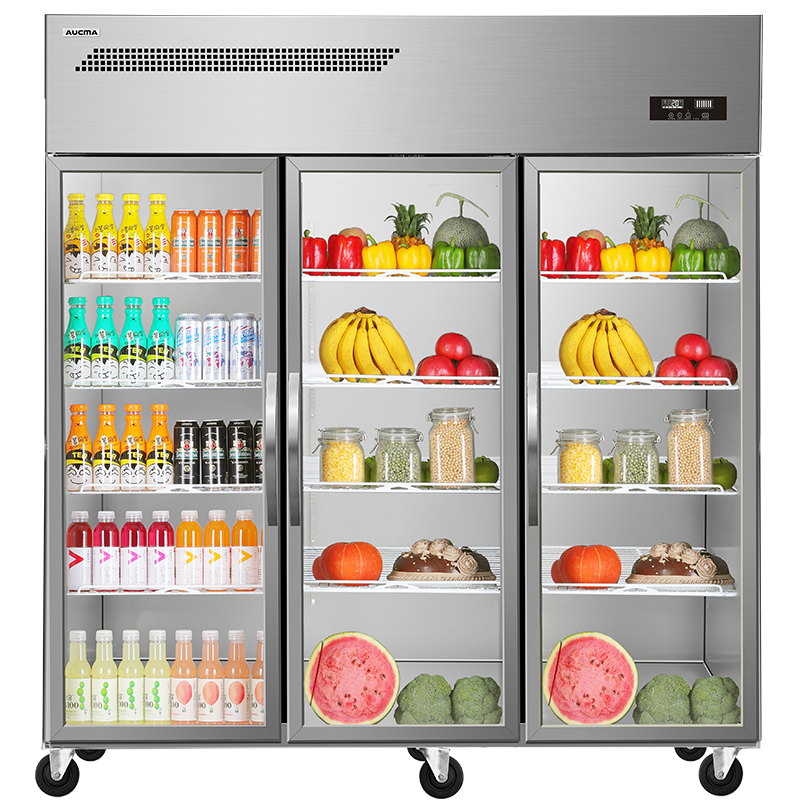 澳柯玛(AUCMA)VC-1380HT三门展示柜冷藏保险柜商用点菜柜饮料柜三门开门立式
