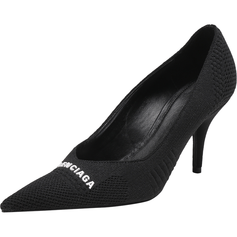 巴黎世家 BALENCIAGA 女士再生针织面料KNIFE 2.0尖头高跟鞋671123 W2CW1