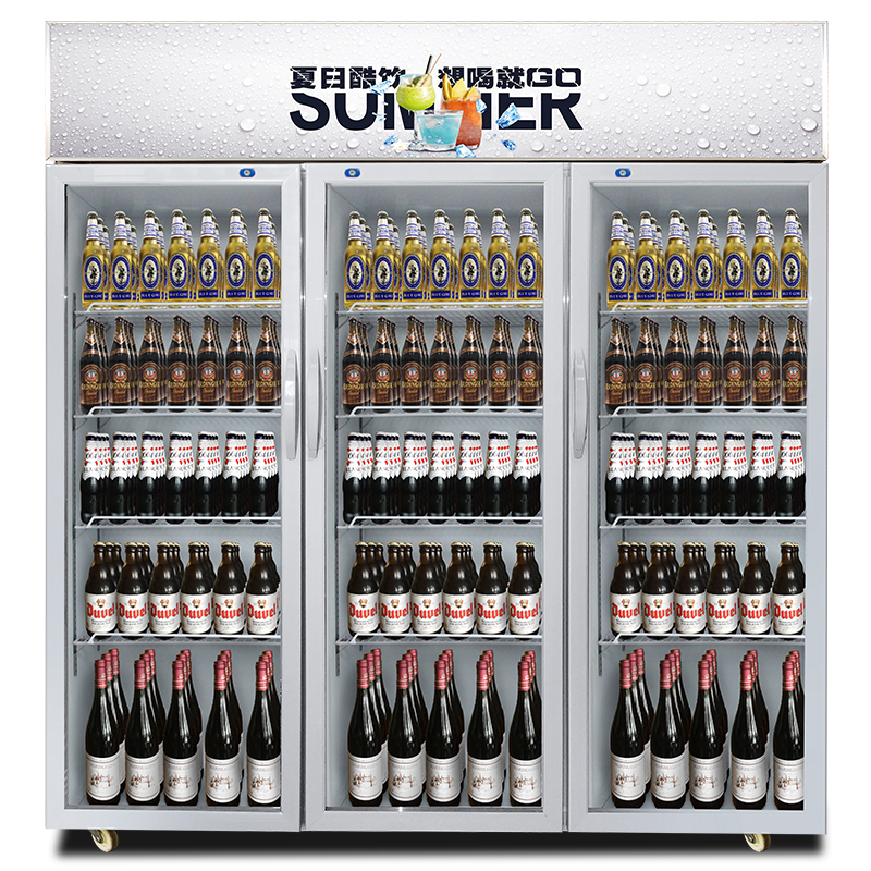 乐创(lecon) 展示柜冷藏饮料柜商用冰箱保鲜柜便利店超市冰柜啤酒冷饮柜 三门-星光银-上机组-风冷