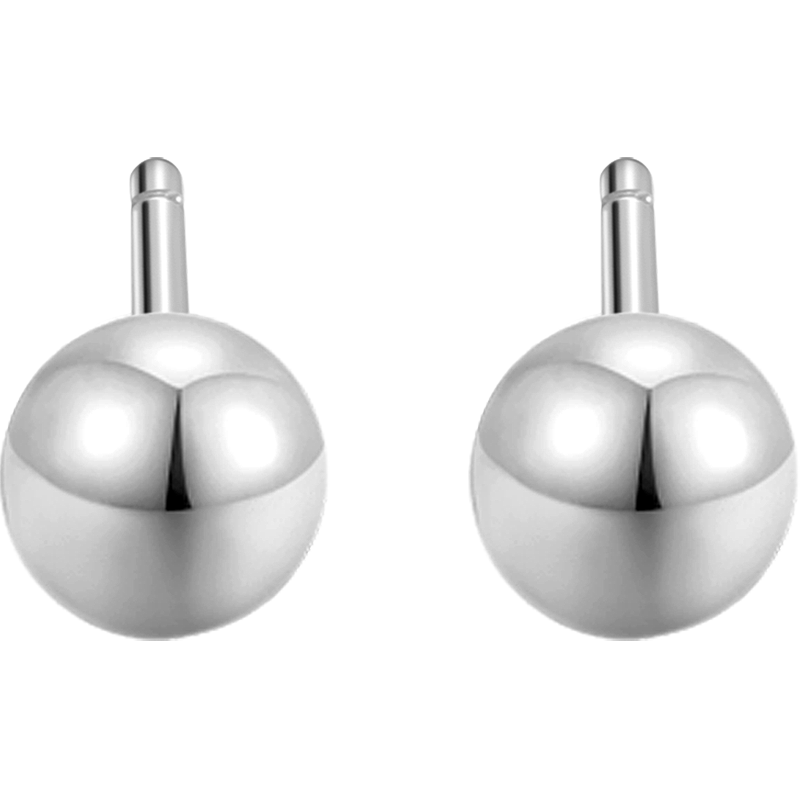 梦金园小圆豆银耳钉小巧圆珠银耳环925银首饰养耳棒耳针耳勾女士一对/多款