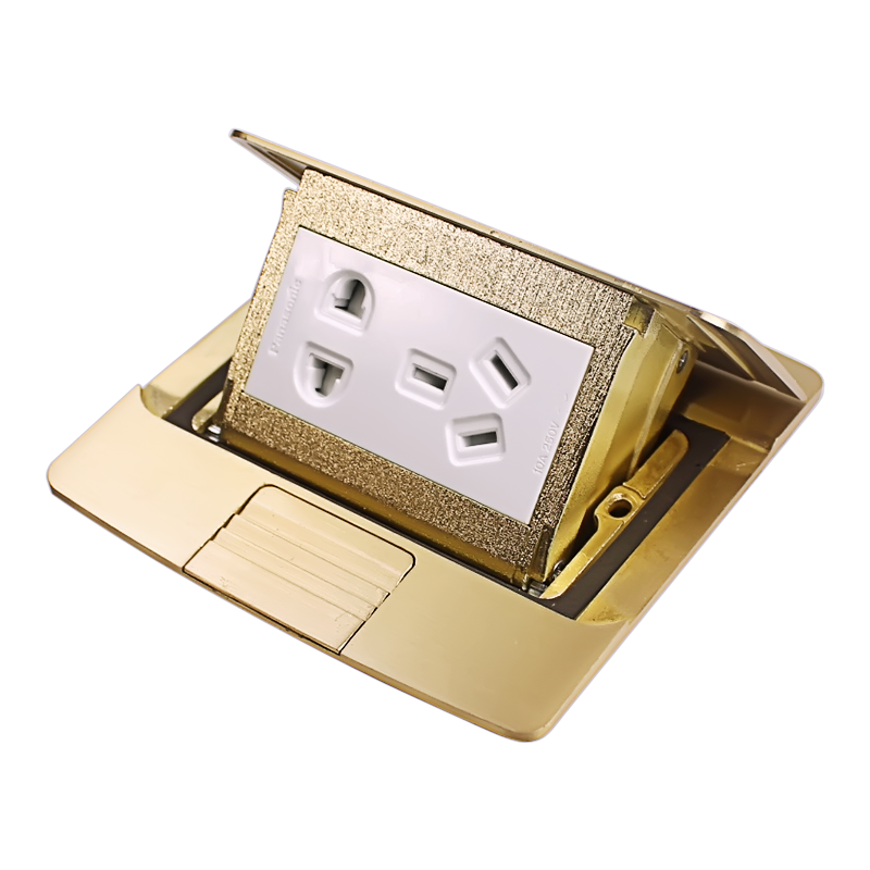 松下地插五孔家用全铜防水阻尼液压缓弹式隐藏地板地面5孔开关插座