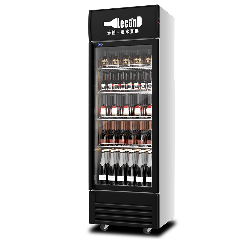 乐创(lecon) 展示柜冷藏饮料柜商用冰箱保鲜柜便利店超市冰柜啤酒冷饮柜 单门-高端黑-下机组-风冷