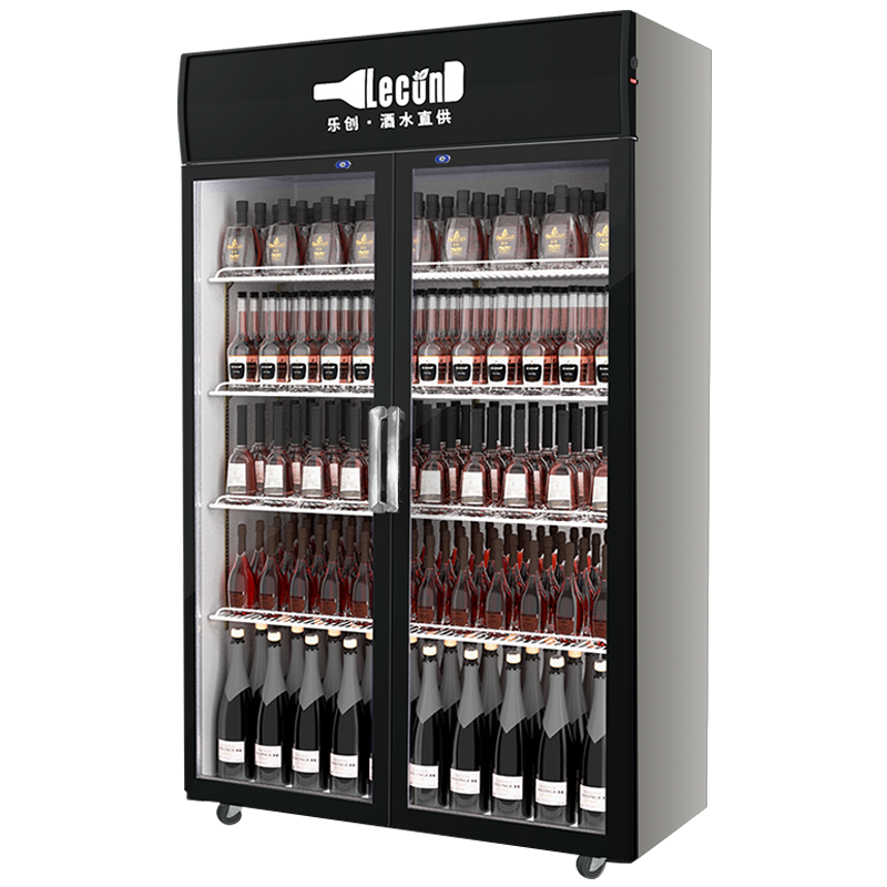 乐创(lecon) 展示柜冷藏饮料柜商用冰箱保鲜柜便利店超市冰柜啤酒冷饮柜 双门-高端黑-上机组-直冷