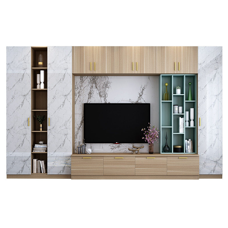 诗尼曼全屋定制 客厅轻奢电视柜整墙定制现代简约背景墙组合墙柜