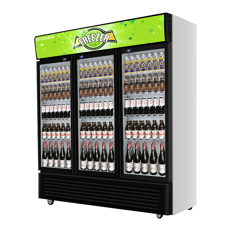 乐创(lecon) 展示柜冷藏饮料柜商用冰箱保鲜柜便利店超市冰柜啤酒冷饮柜 三门-草绿款-下机组-风冷