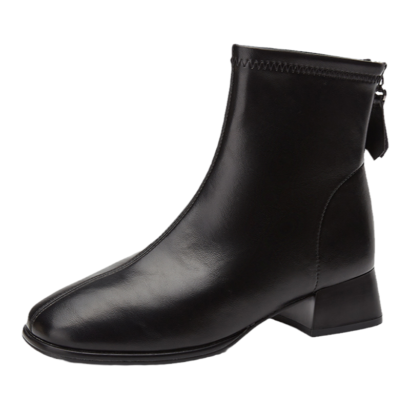 拉夏贝尔2022年新款舒适百搭粗跟短靴时尚切尔西短靴