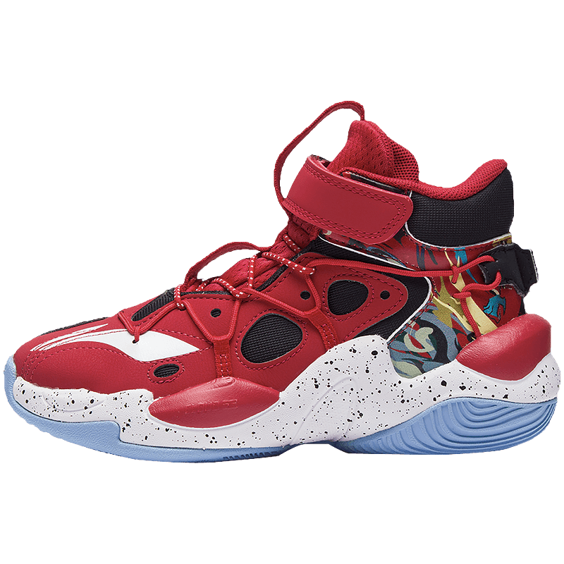 李宁童鞋儿童篮球鞋新款春季空袭VI-小童版减震回弹运动鞋