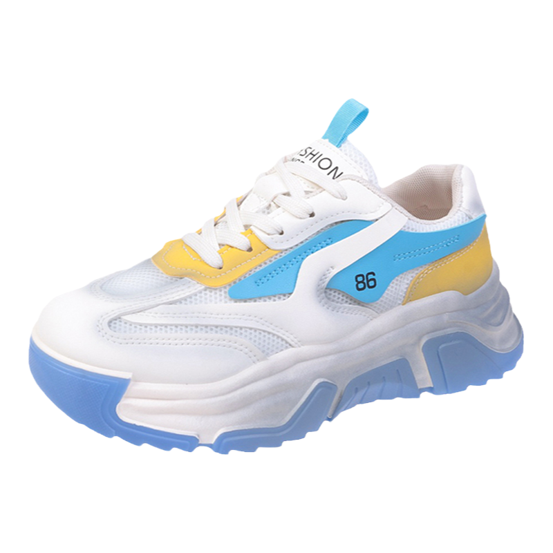 拉夏贝尔新款舒适百搭双网面厚的增高老爹鞋