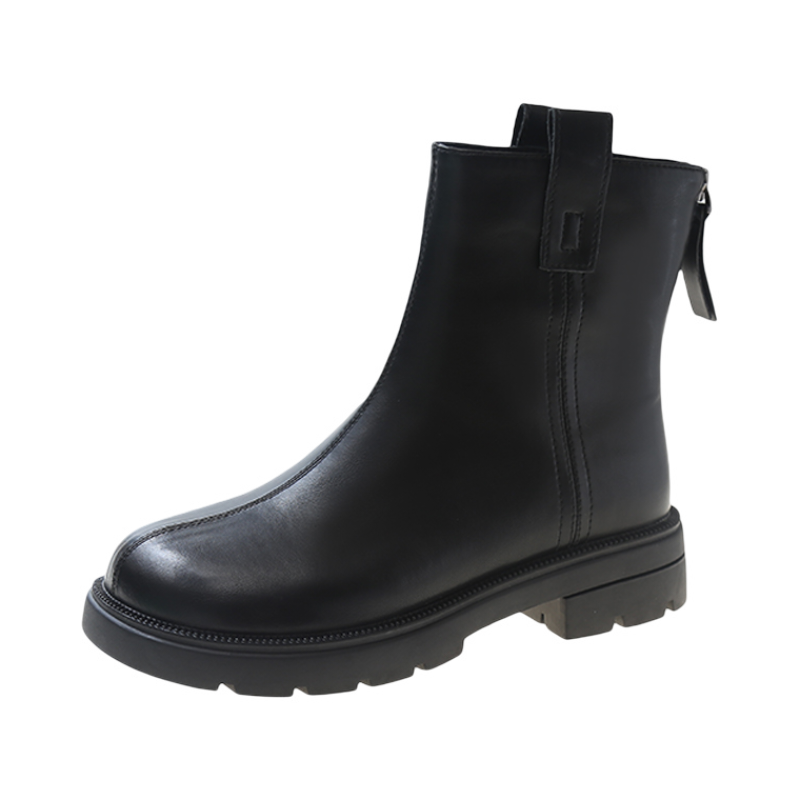 拉夏贝尔新款舒适百搭短靴子女时尚烟筒靴