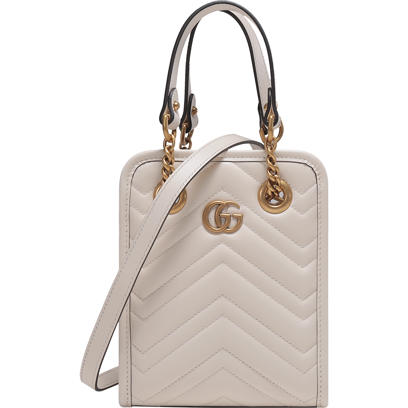 古驰 GUCCI 女士GG Marmont系列皮革双G手提单肩斜挎包迷你款 696123 DTDHT
