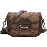 古驰 GUCCI 女士马衔扣1955系列帆布配皮单肩斜挎包 658574 UKMDG