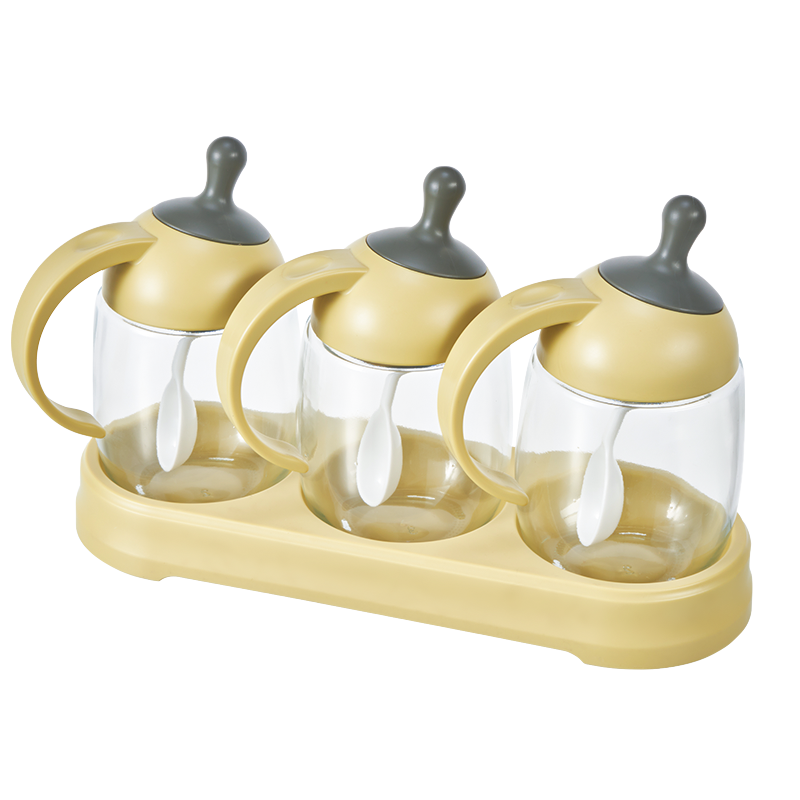 禧天龙调料盒调味罐套装家用厨房带勺调料罐勺盖一体调味瓶