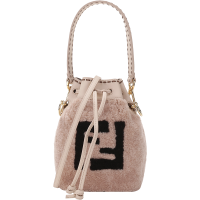 FENDI 女士MON TRESOR系列织物配皮手提单肩斜挎包抽绳包水桶包案迷你款 8BS010 AHVU