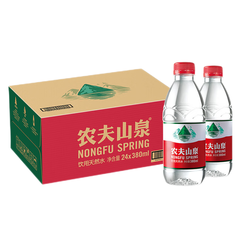 农夫山泉 饮用水 饮用 天然水380ml 1*24瓶整箱装