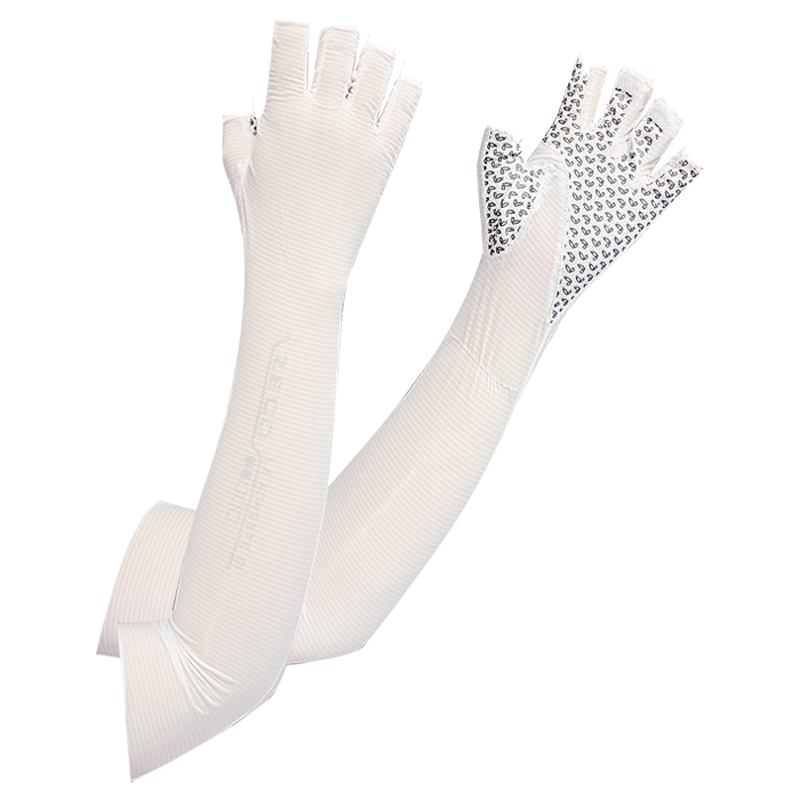 富名洋冰爽袖套女防晒手套男薄款加长开车夏季冰丝护手指手臂袖