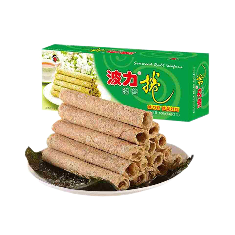 波力 海苔卷108g盒海苔蛋卷 酥蛋卷 零食 饼干 糕点 怀旧休闲办公室零食