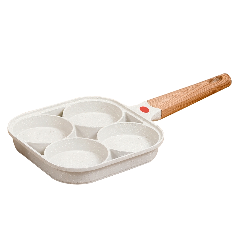 荣事达(Royalstar)麦饭石四孔煎锅煎鸡蛋汉堡机平底锅不粘锅家用早餐煎蛋神器小煎饼蛋堡木柄RA12220301