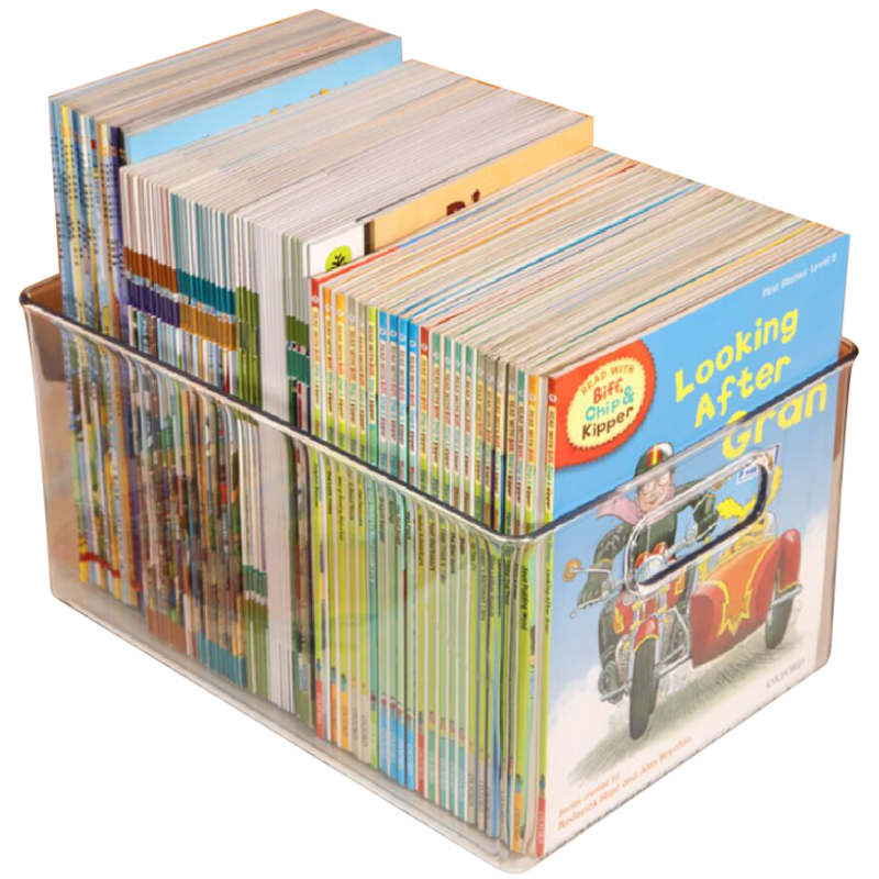 壹志学生书籍收纳箱透明家用书本收纳筐 特大号塑料牛津树儿童绘本书桌面整理收纳盒装书盒子玩具杂物箱 多功能办公室文件整理盒