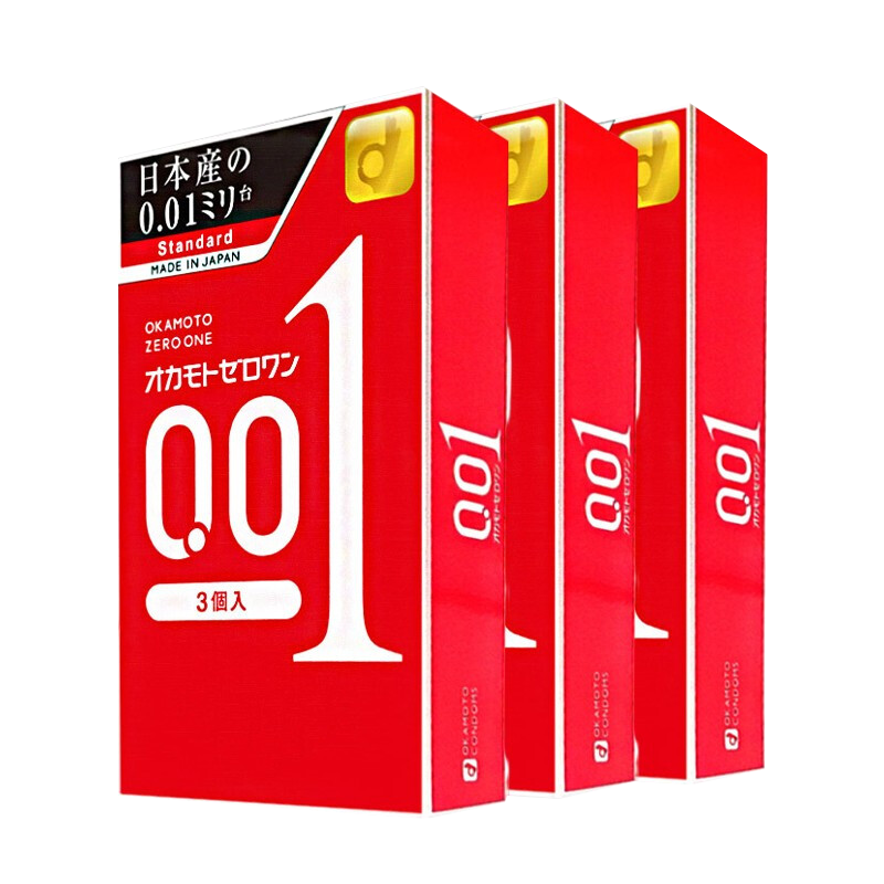 OKAMOTO 冈本 0.01超薄避孕套超薄款001 日本进口M号 3个/盒 3盒装