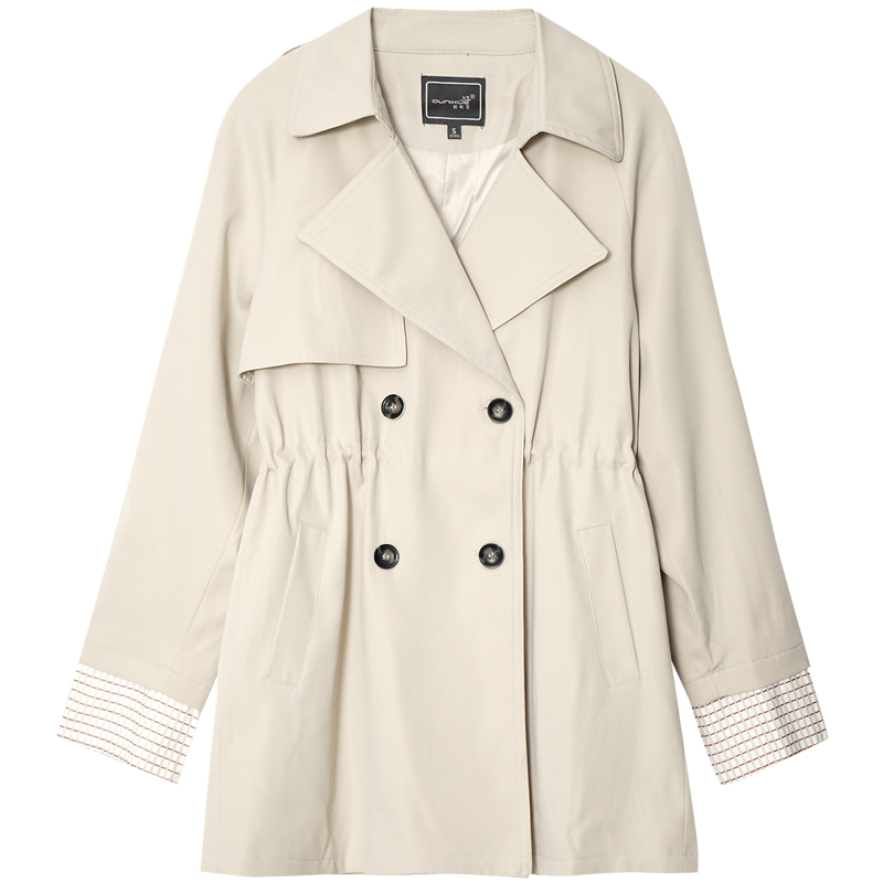 OUNIXUE欧昵雪 | [英伦风中长款风衣]时尚翻领双排扣宽松上衣休闲外套女