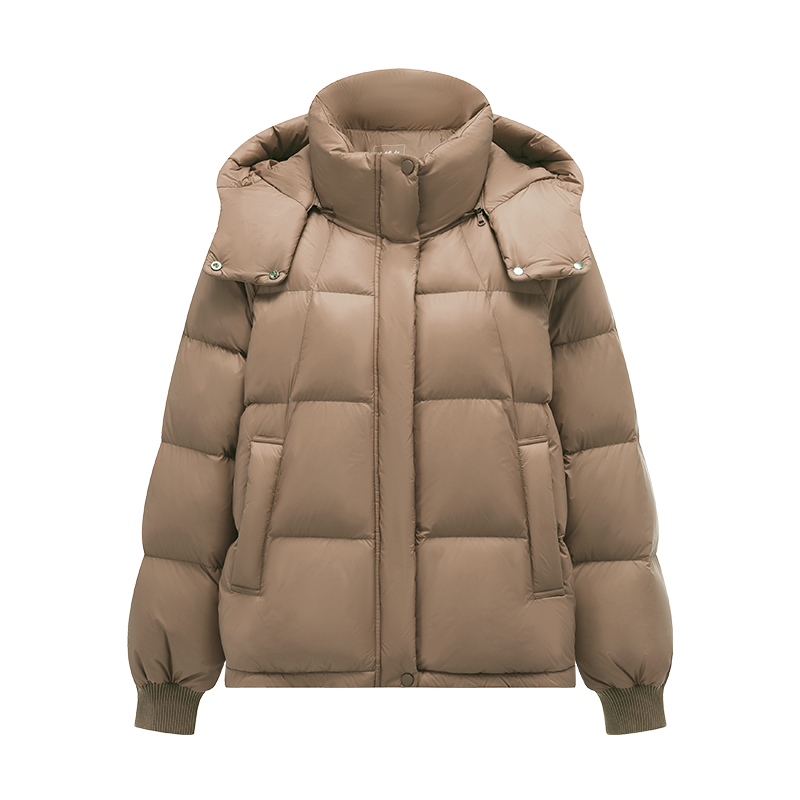 坦博尔2022年新款羽绒服女短款时尚泡芙保暖便携可脱卸帽秋冬外套