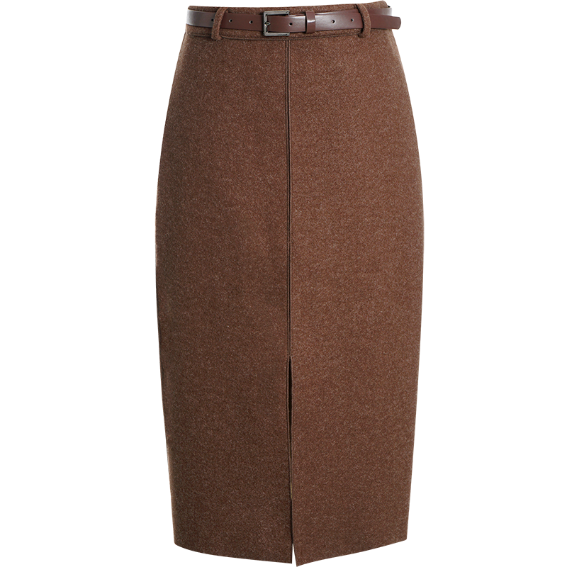 OUNIXUE欧昵雪 | 小众气质高腰显瘦开叉毛呢半身裙女时尚通勤显瘦呢子中裙