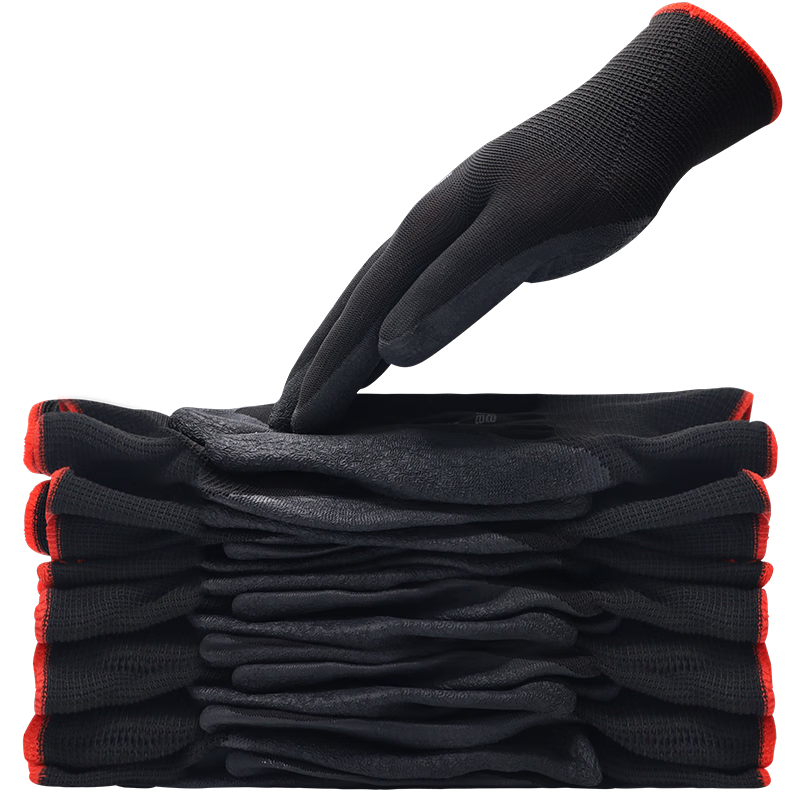 新越昌晖浸胶皱纹手套 涂掌涂层乳胶手套 劳保手套 防滑耐磨透气工地工作劳动防护干活手套36副/均码 XY-S2214