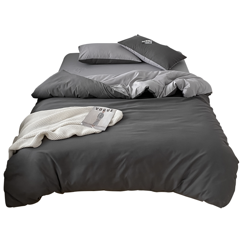 无印良品轻奢水洗棉四件套1.5m学生宿舍床上三件套100全棉纯棉被套床单用品