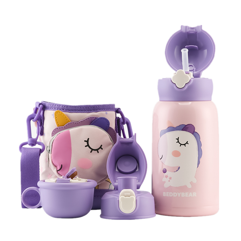 (免费刻字)青春zozo杯具熊儿童保温杯带吸管儿童水杯316不锈钢内胆户外运动系列儿童保温壶530mlBEDDYBEAR