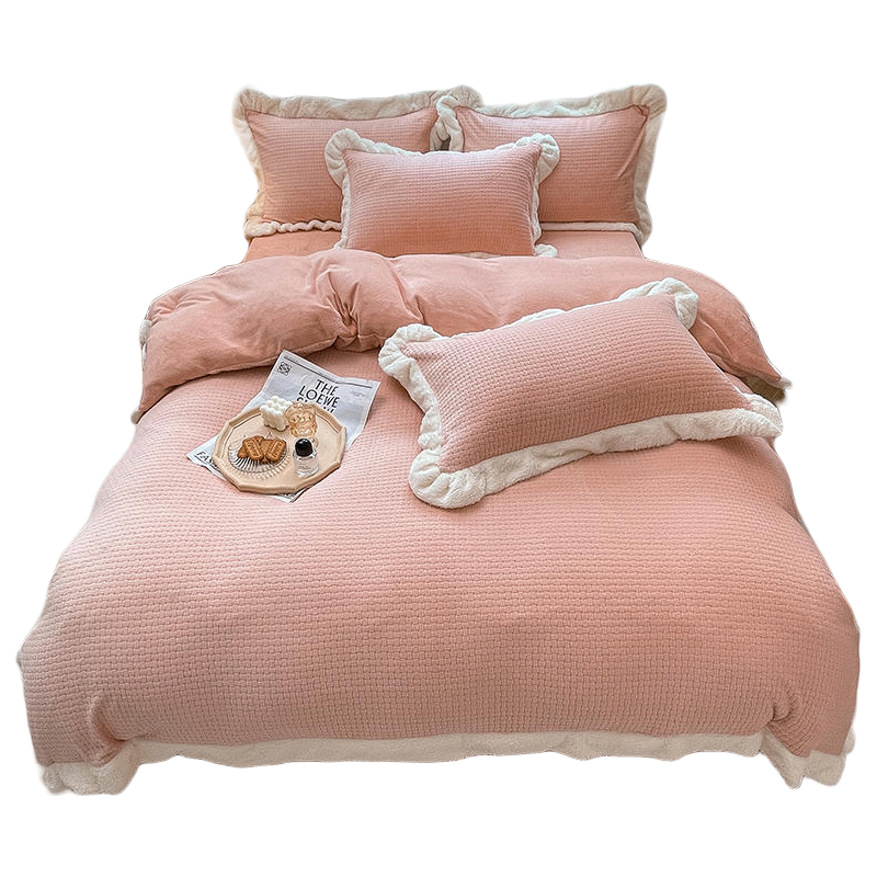 卡洛儿杜香牛奶绒四件套双面加厚珊瑚绒被套法兰绒床单冬季加绒床品