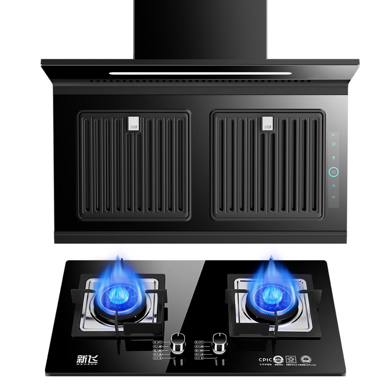 新飞油烟分离 顶侧双吸抽油烟机燃气灶套装国宏3号+RJ06套装家用的抽烟机烟灶套装 天然气自行安装