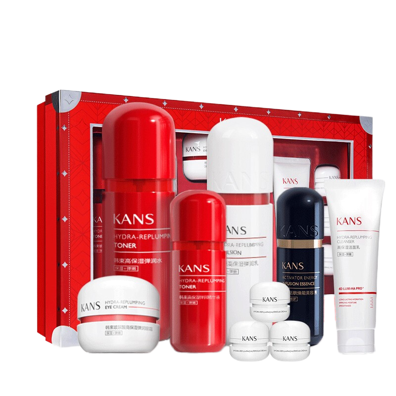 韩束KanS红胶囊玻尿酸高保湿润颜礼盒补水保湿套装护肤洁面水乳精华水精华液眼霜肌底液