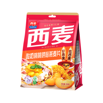 西麦(SEAMILD)酸奶桃桃烘焙燕麦片350g*3袋装即食早餐代餐速食休闲零食燕麦脆非油炸非膨化西澳阳光
