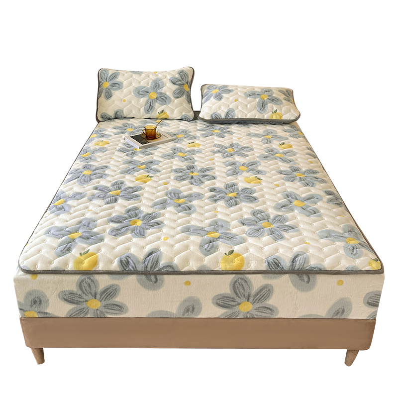 卡洛儿杜香A类牛奶绒大豆抗菌夹棉床笠单件加厚法莱绒珊瑚绒床垫保护套防尘