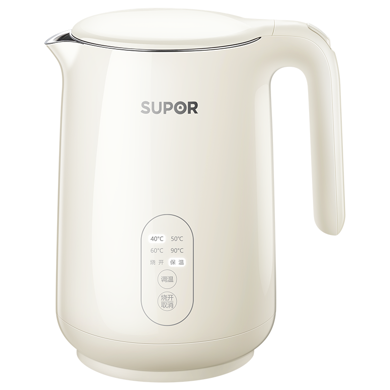 苏泊尔(SUPOR)电水壶1.5L容量烧水壶实时显温触控操作4段调温电热水壶保温电水壶 养生SW-15T70A