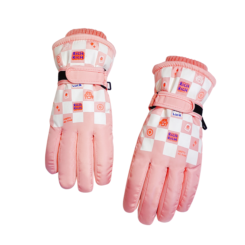 4-8岁卡通儿童滑雪手套防水可爱加绒加厚保暖男女童户外玩雪学生