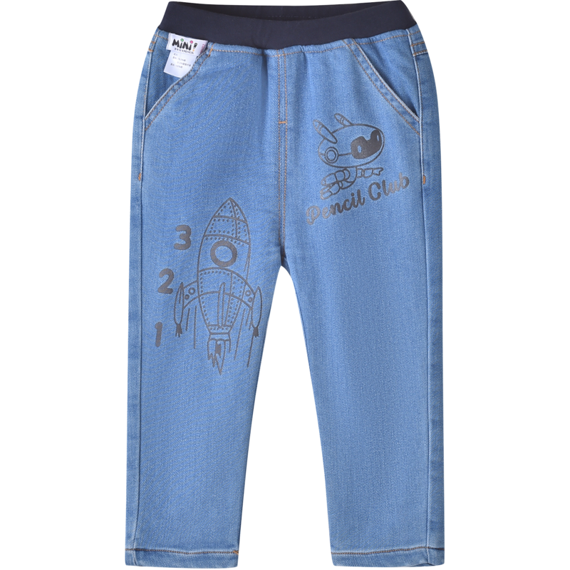 铅笔俱乐部童装男小童长裤双层保暖儿童裤子厚牛仔裤秋冬新款