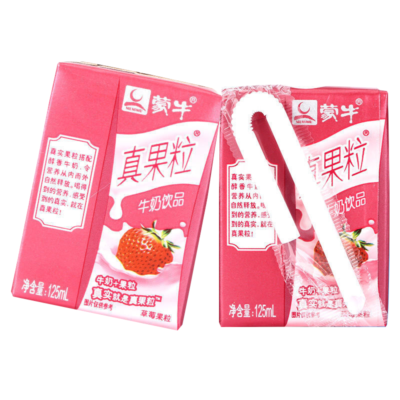 [10月产]蒙牛 真果粒牛奶饮品 草莓果粒 125ml*6盒