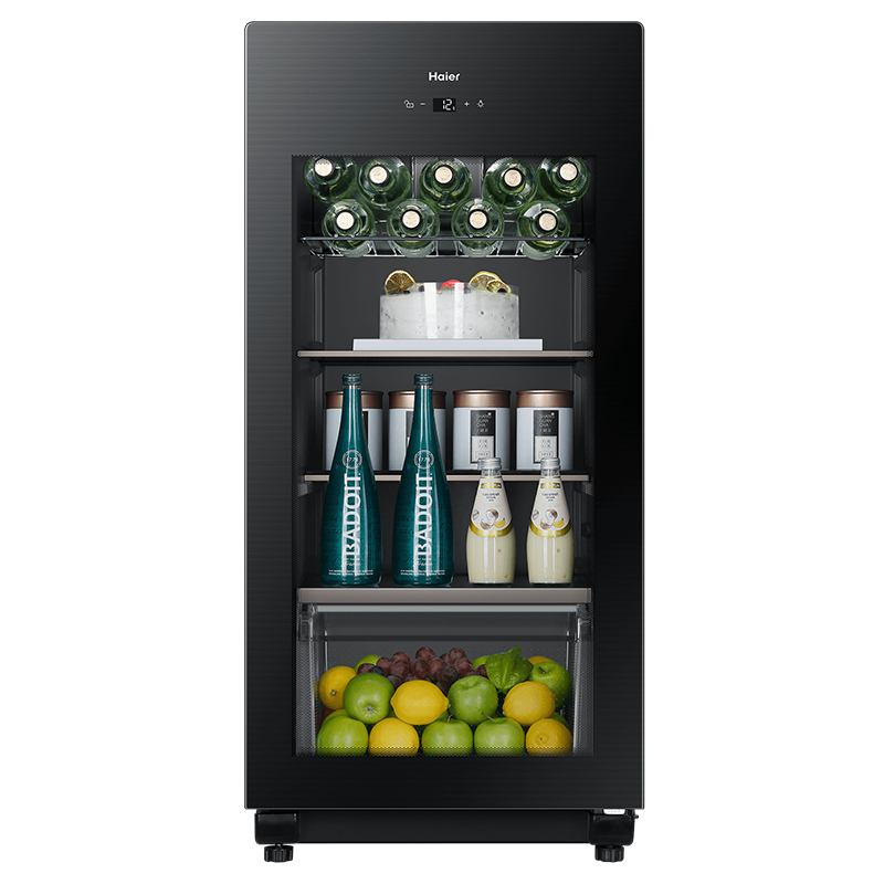 海尔(Haier)冰吧透明玻璃红酒柜茶叶家用水果保鲜柜饮料冷藏柜展示柜冰柜办公室客厅小型单门冰箱LC-139LH69D1