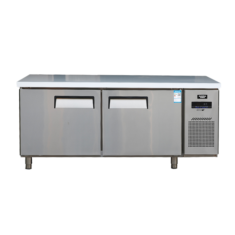 澳柯玛1.2米冷冻平台柜操作台1、201不锈钢,铜管蒸发器,中梁高压管防凝露; 2、电子温控3、自动回归门4、C型把手;