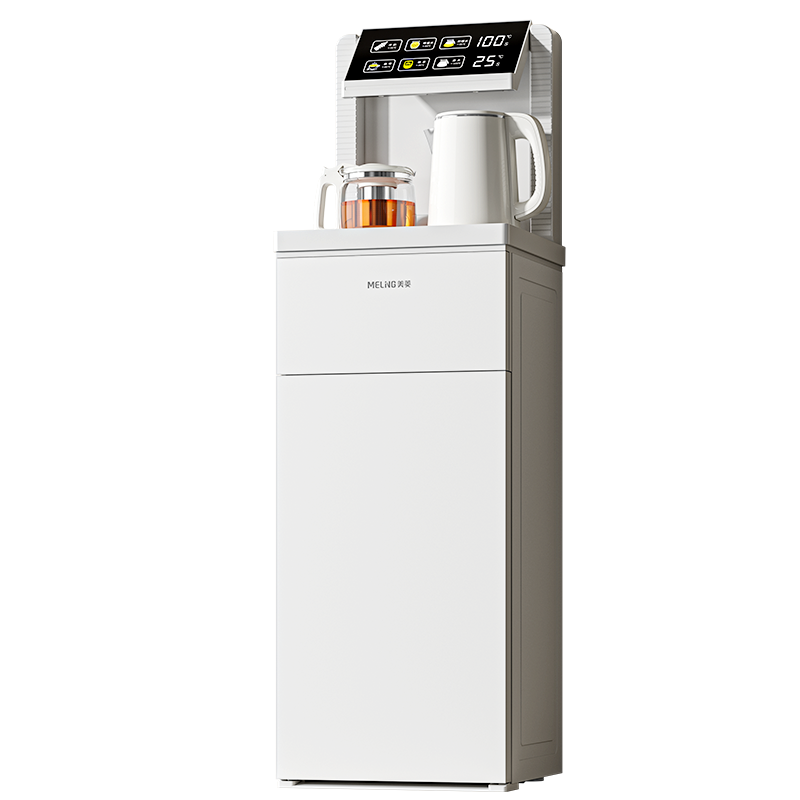 美菱(MELING)MY-C217白色家用智能温热两用茶吧机全自动办公室折叠免安装烧水泡茶保温下置水桶饮水机(白色)